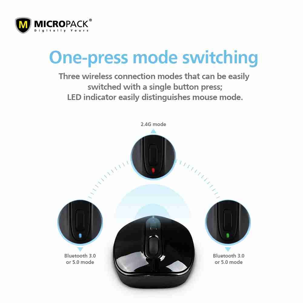 Micropack MP-746W Wireless & Bluetooth Mouse - Dual Modes Multi Device - Image 4