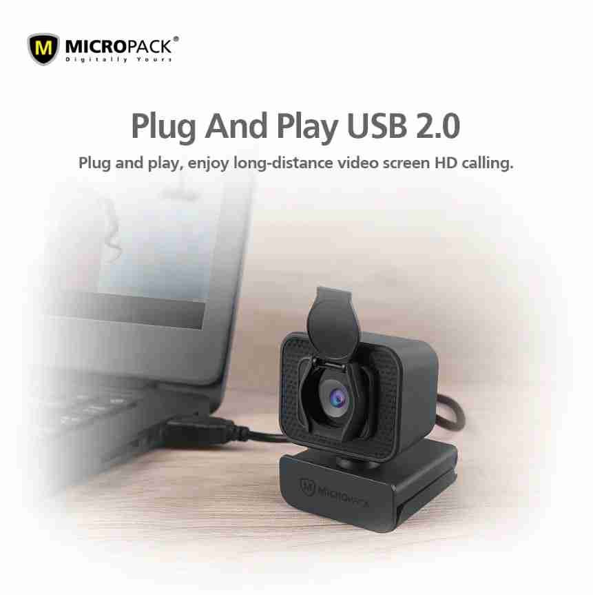 Micropack Webcam MWB-15 Pro Stream 1080p 30fps 90d FOV Mono Mic With Privacy Cover - Image 5