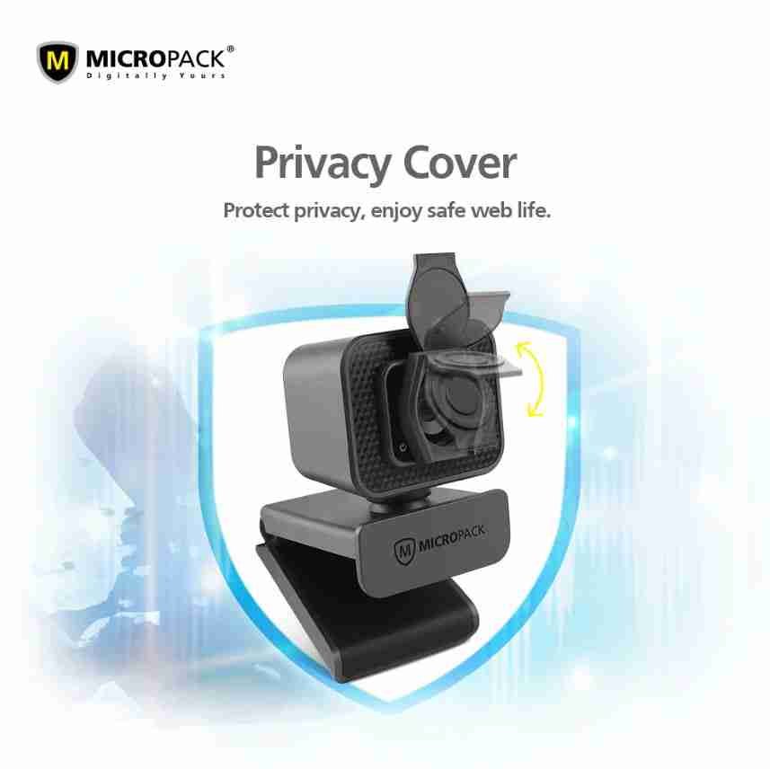 Micropack Webcam MWB-15 Pro Stream 1080p 30fps 90d FOV Mono Mic With Privacy Cover - Image 4