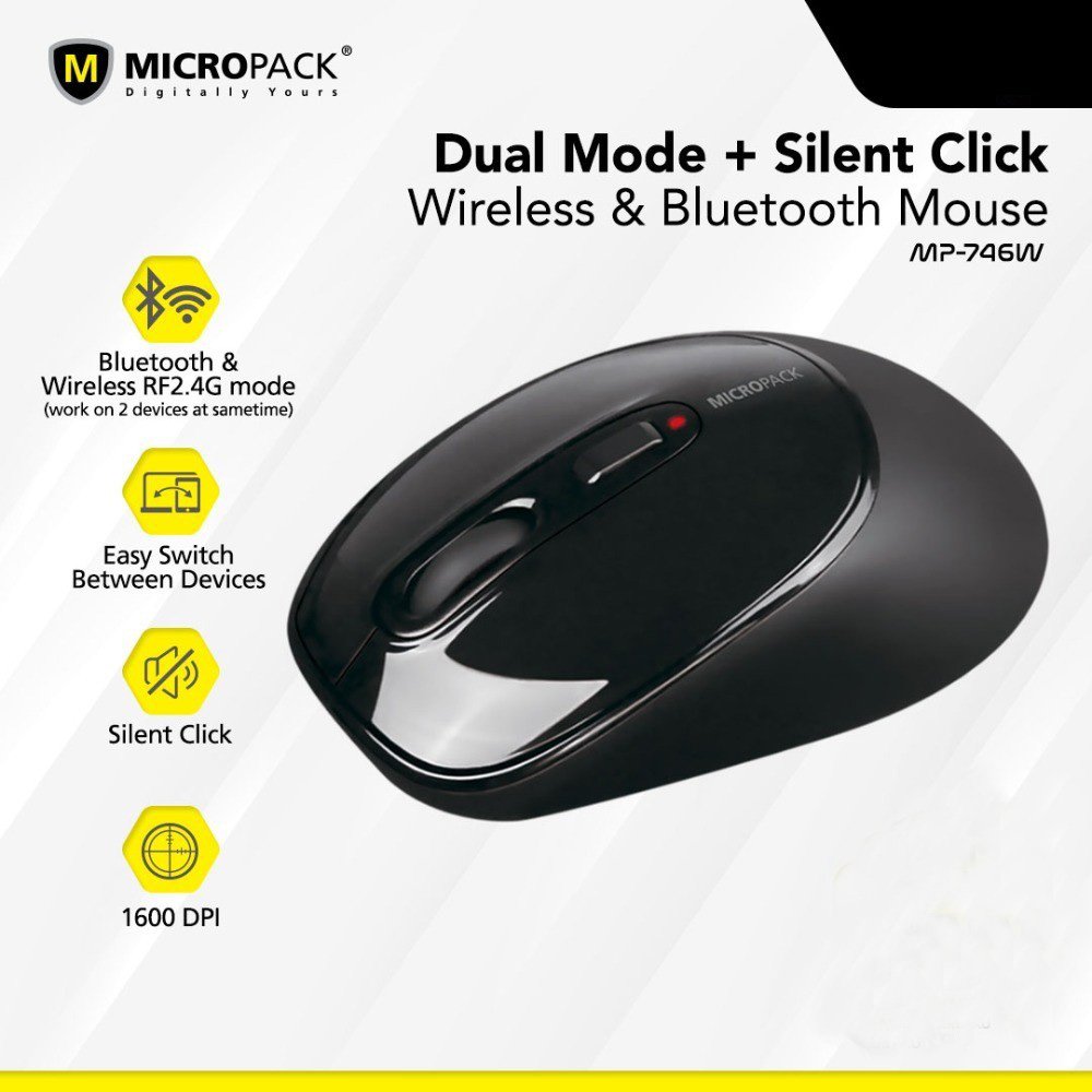 Micropack MP-746W Wireless & Bluetooth Mouse - Dual Modes Multi Device